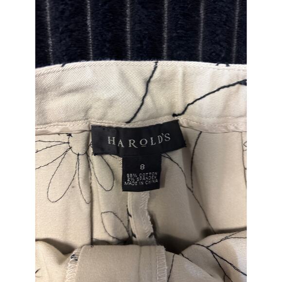 Harold’s Brown Floral Embroidered Wide-Leg Trousers Size 8 Pleated 29” Inseam - Picture 5 of 5